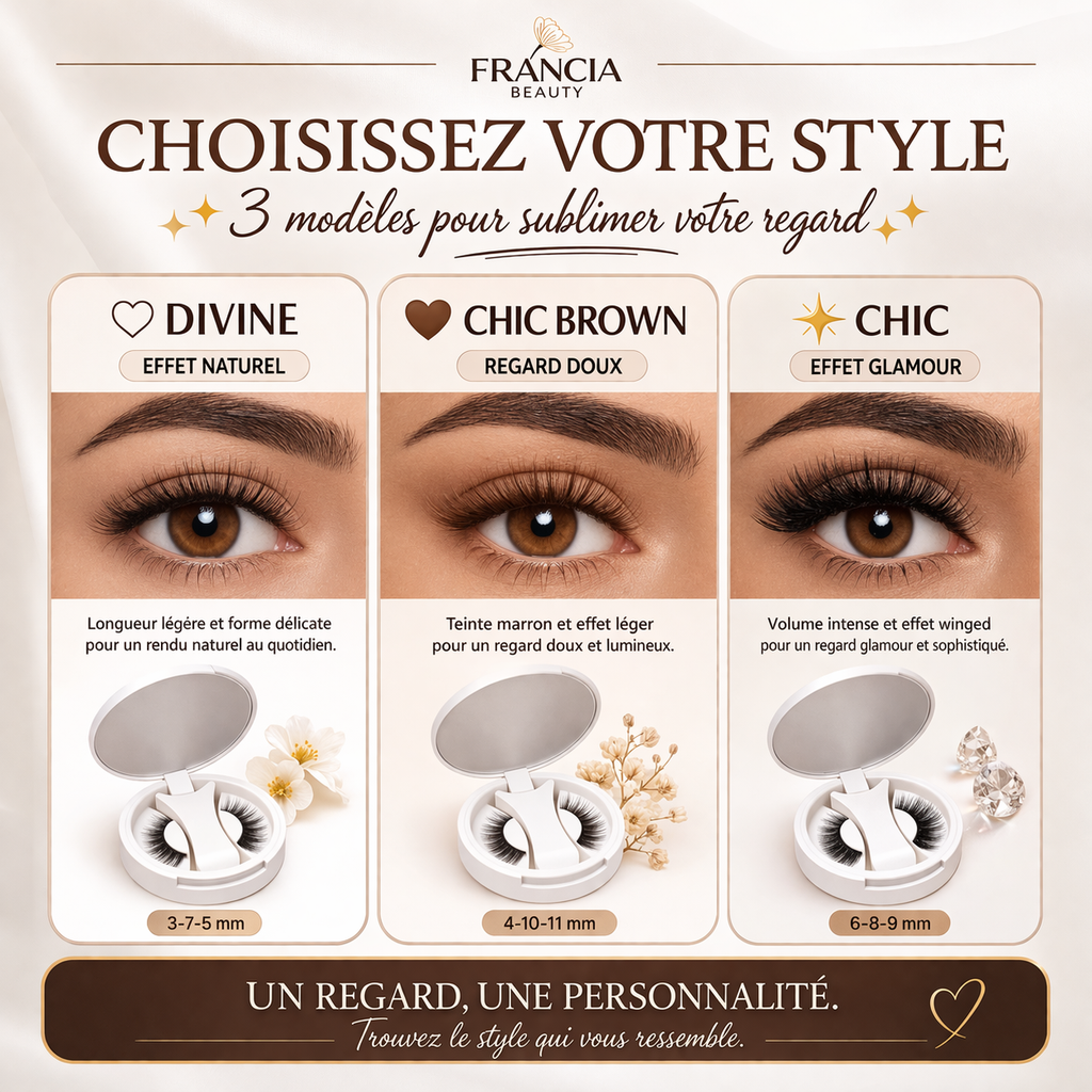 Coffret Faux Cils Magnétiques FRANCIA BEAUTY — 3 Modèles | Sans colle | Waterproof 24h