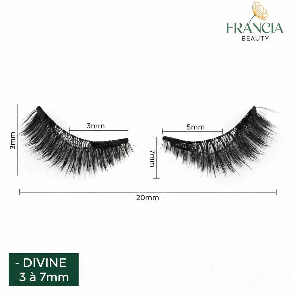 Faux Cils Magnétiques - Modèle DIVINE (MJ-22) - Effet naturel (3-7-5mm)