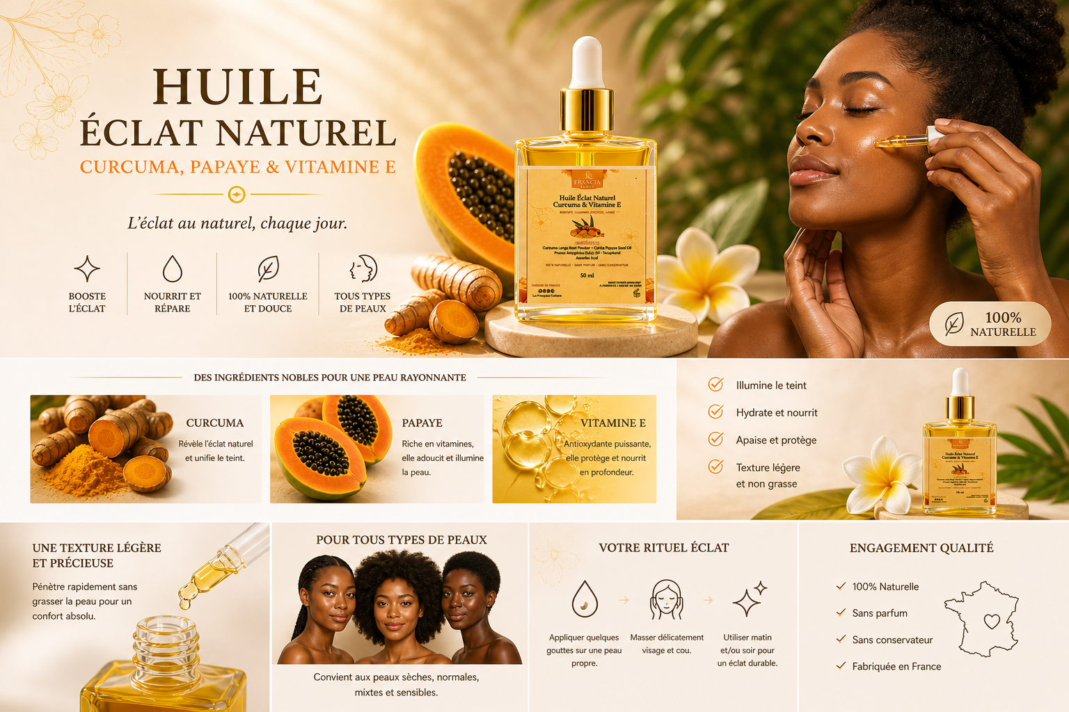 Huile Éclat Naturel au Curcuma & Vitamine E