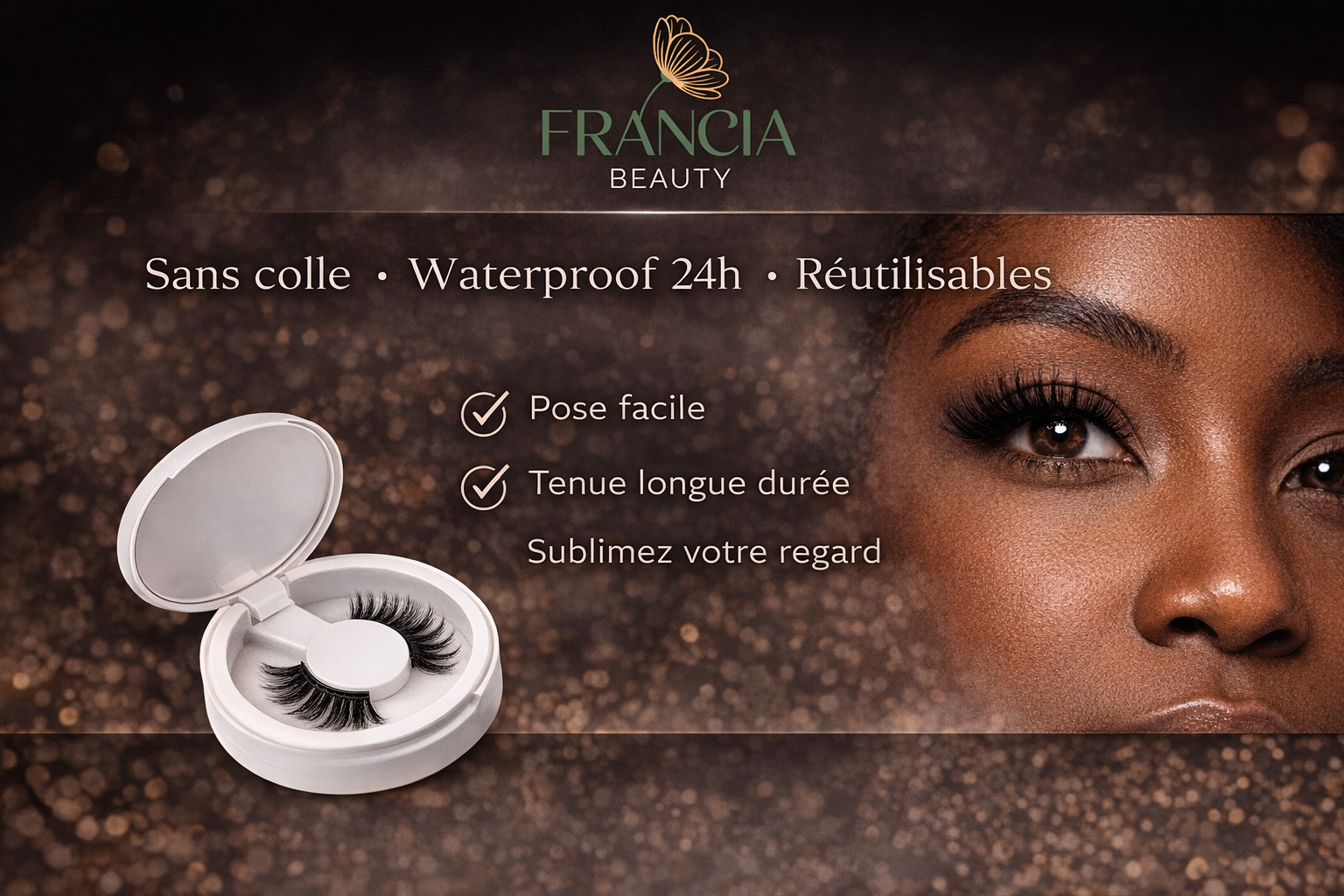 Faux Cils Magnétiques - Modèle DIVINE (MJ-22) - Effet naturel (3-7-5mm)